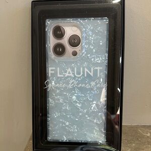 Flaunt Square Phone Case for iPhone 14 Pro. Square icy blue pearl iPhone case.